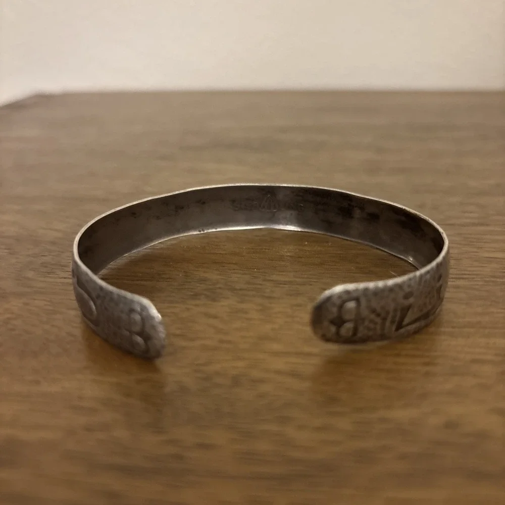 Vintage Wohelo Campfire Girls sterling silver cuff bracelet by JJ White 15 g - Picture 3 of 6